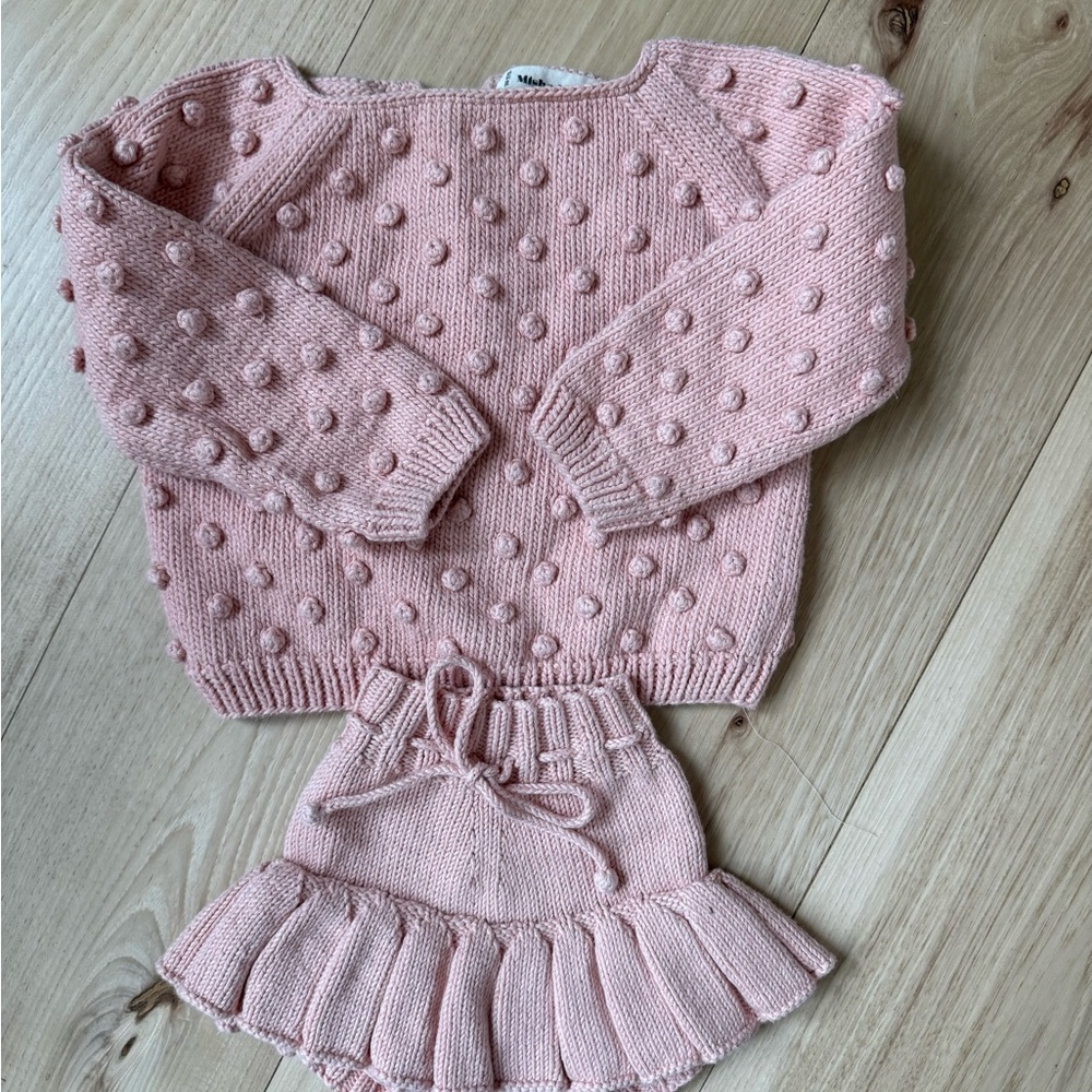 MISHA AND PUFF Pink Knit Sweater and Skirt Set